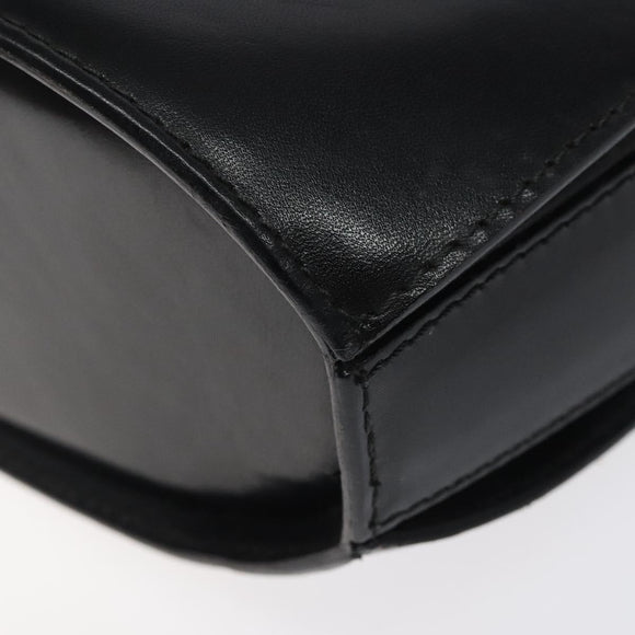 BALLY Shoulder Bag Leather Black Gold Auth BA1419