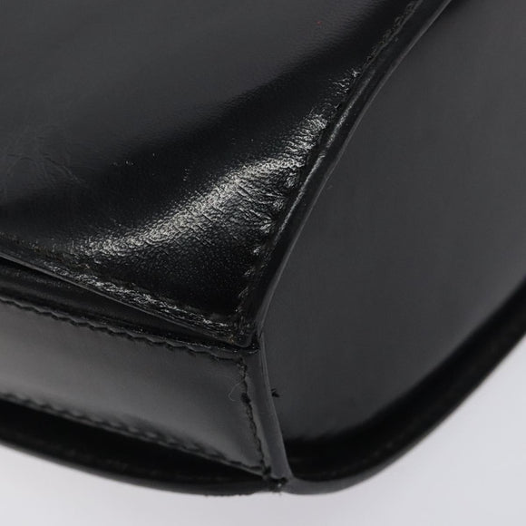 BALLY Shoulder Bag Leather Black Gold Auth BA1419