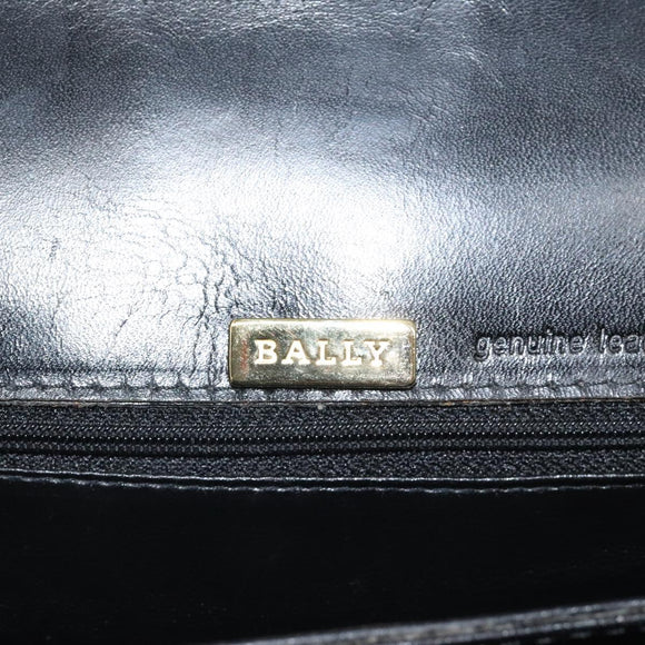 BALLY Shoulder Bag Leather Black Gold Auth BA1419