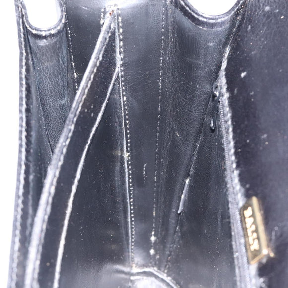 BALLY Shoulder Bag Leather Black Gold Auth BA1419