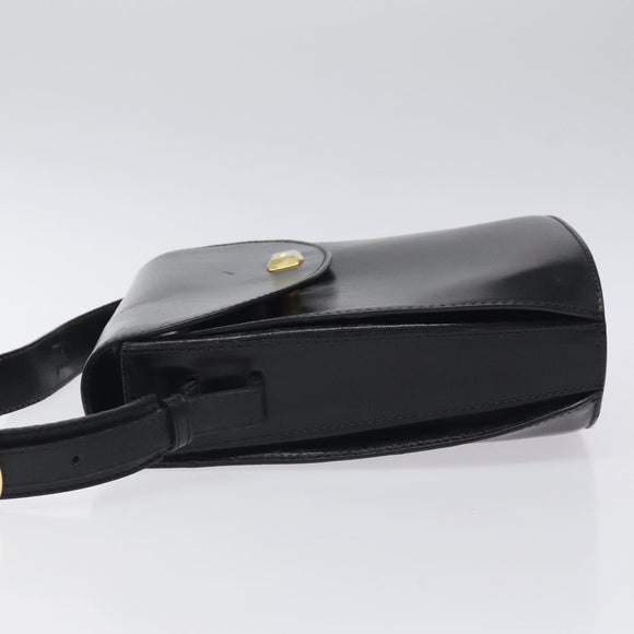 BALLY Shoulder Bag Leather Black Gold Auth BA1419