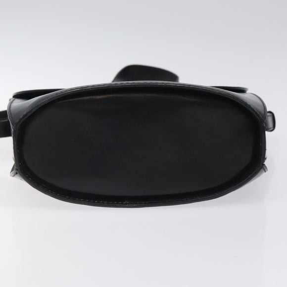 BALLY Shoulder Bag Leather Black Gold Auth BA1419