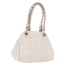 Salvatore Ferragamo Hand Bag Jacquard Ivory Silver Auth BA14190A-1