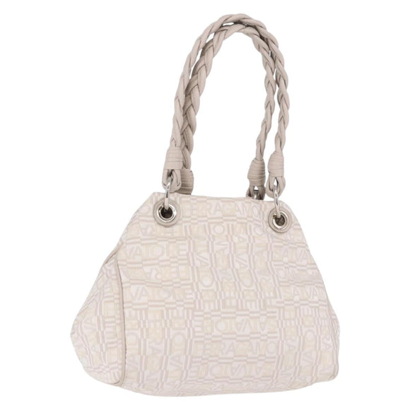 Salvatore Ferragamo Hand Bag Jacquard Ivory Silver Auth BA14190A