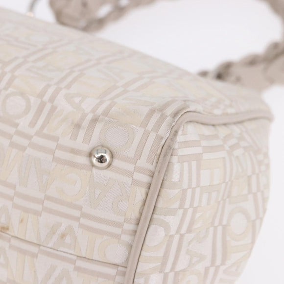 Salvatore Ferragamo Hand Bag Jacquard Ivory Silver Auth BA14190A