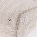 Salvatore Ferragamo Hand Bag Jacquard Ivory Silver Auth BA14190A-16