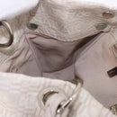 Salvatore Ferragamo Hand Bag Jacquard Ivory Silver Auth BA14190A-19