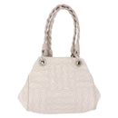 Salvatore Ferragamo Hand Bag Jacquard Ivory Silver Auth BA14190A-13