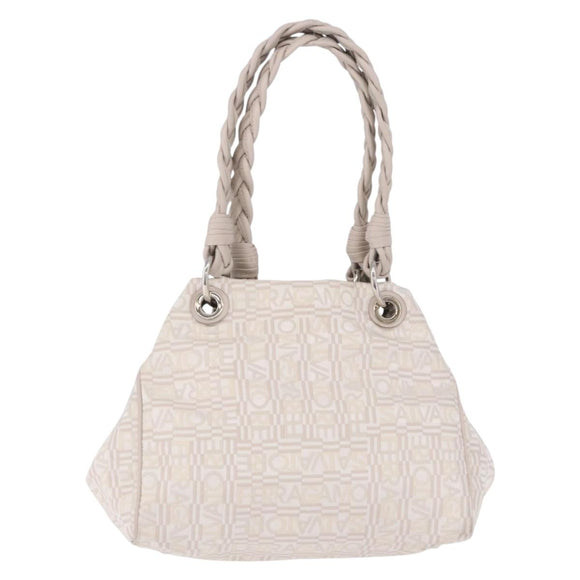 Salvatore Ferragamo Hand Bag Jacquard Ivory Silver Auth BA14190A