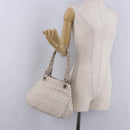 Salvatore Ferragamo Hand Bag Jacquard Ivory Silver Auth BA14190A-22