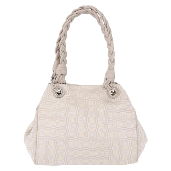 Salvatore Ferragamo Hand Bag Jacquard Ivory Silver Auth BA14190A
