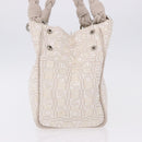Salvatore Ferragamo Hand Bag Jacquard Ivory Silver Auth BA14190A-4