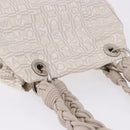 Salvatore Ferragamo Hand Bag Jacquard Ivory Silver Auth BA14190A-7