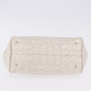 Salvatore Ferragamo Hand Bag Jacquard Ivory Silver Auth BA14190A-5