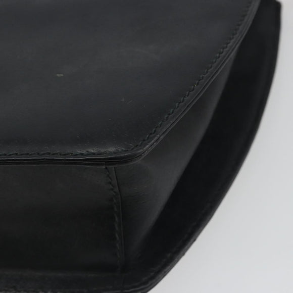 GUCCI Shoulder Bag Leather Black Gold Auth BA14193