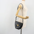 GUCCI Shoulder Bag Leather Black Gold Auth BA14193-23