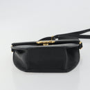 GUCCI Shoulder Bag Leather Black Gold Auth BA14193-9