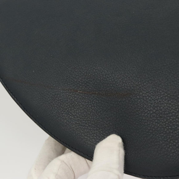 BALLY Shoulder Bag Leather Navy Gold Auth BA1420