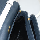 BALLY Shoulder Bag Leather Navy Gold Auth BA1420-21