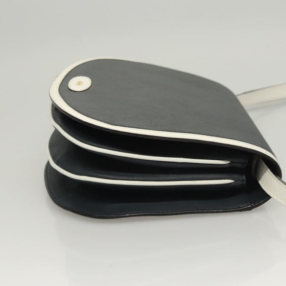 BALLY Shoulder Bag Leather Navy Gold Auth BA1420