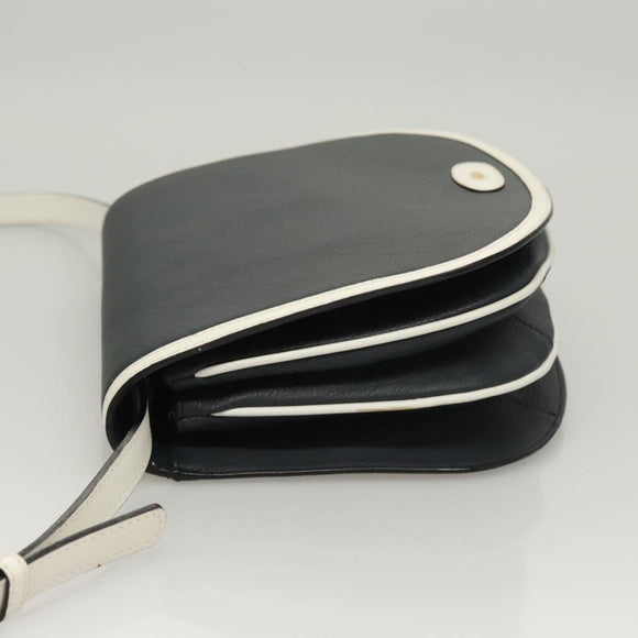 BALLY Shoulder Bag Leather Navy Gold Auth BA1420