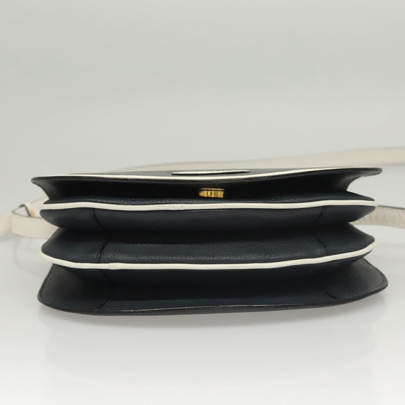 BALLY Shoulder Bag Leather Navy Gold Auth BA1420