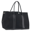 HERMES Garden Party PM Hand Bag Canvas Black Silver Auth BA14200-1