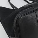 HERMES Garden Party PM Hand Bag Canvas Black Silver Auth BA14200-11