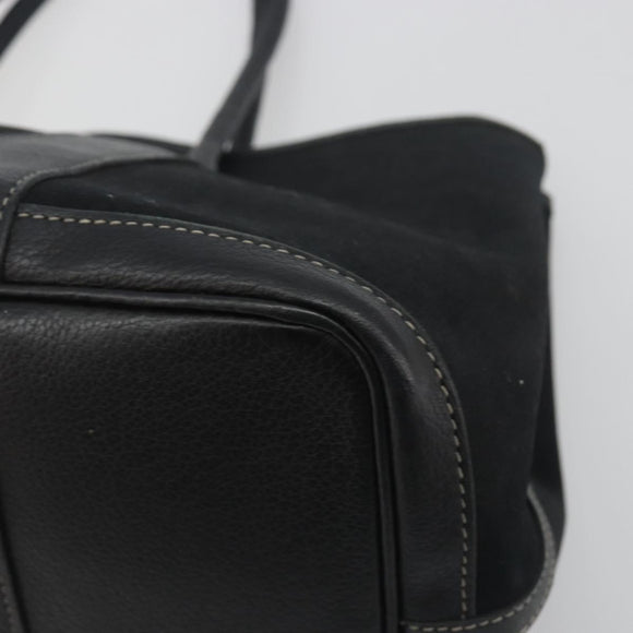 HERMES Garden Party PM Hand Bag Canvas Black Silver Auth BA14200