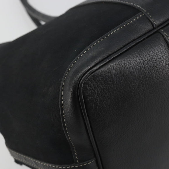HERMES Garden Party PM Hand Bag Canvas Black Silver Auth BA14200