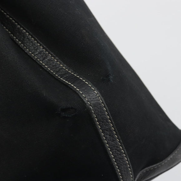 HERMES Garden Party PM Hand Bag Canvas Black Silver Auth BA14200