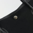 HERMES Garden Party PM Hand Bag Canvas Black Silver Auth BA14200-16