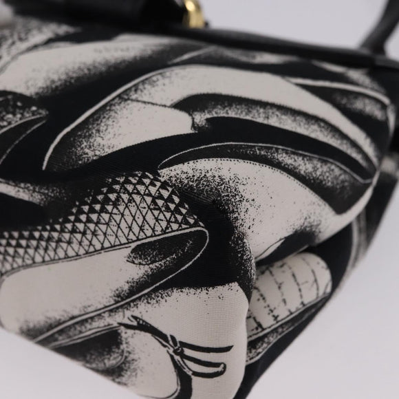 Salvatore Ferragamo Shoulder Bag Canvas Black Gold Auth BA14201A