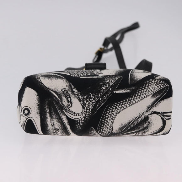 Salvatore Ferragamo Shoulder Bag Canvas Black Gold Auth BA14201A