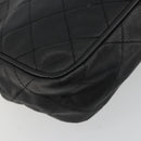 CHANEL Matelasse Chain Shoulder Bag Lamb Skin Black Gold CC Auth BA14204-9