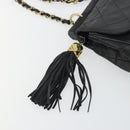 CHANEL Matelasse Chain Shoulder Bag Lamb Skin Black Gold CC Auth BA14204-10