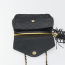 CHANEL Matelasse Chain Shoulder Bag Lamb Skin Black Gold CC Auth BA14204-18