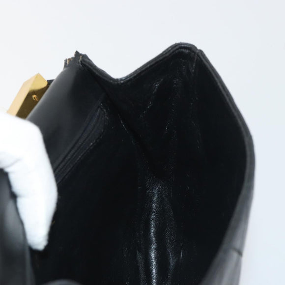 CHANEL Matelasse Chain Shoulder Bag Lamb Skin Black Gold CC Auth BA14204
