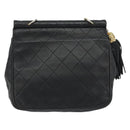CHANEL Matelasse Chain Shoulder Bag Lamb Skin Black Gold CC Auth BA14204-2