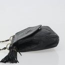 CHANEL Matelasse Chain Shoulder Bag Lamb Skin Black Gold CC Auth BA14204-4