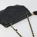 CHANEL Matelasse Chain Shoulder Bag Lamb Skin Black Gold CC Auth BA14204-6