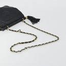 CHANEL Matelasse Chain Shoulder Bag Lamb Skin Black Gold CC Auth BA14204-7