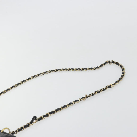 CHANEL Matelasse Chain Shoulder Bag Lamb Skin Black Gold CC Auth BA14204