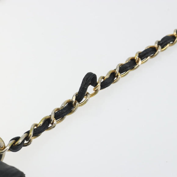 CHANEL Matelasse Chain Shoulder Bag Lamb Skin Black Gold CC Auth BA14204