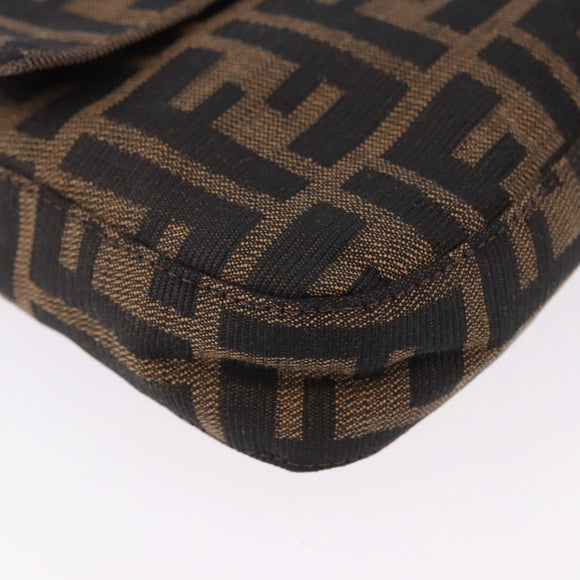 FENDI Zucca Canvas Mamma Baguette Shoulder Bag Brown Silver Auth BA14206SAV
