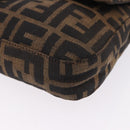 FENDI Zucca Canvas Mamma Baguette Shoulder Bag Brown Silver Auth BA14206SAV-16