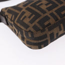 FENDI Zucca Canvas Mamma Baguette Shoulder Bag Brown Silver Auth BA14206SAV-17