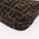FENDI Zucca Canvas Mamma Baguette Shoulder Bag Brown Silver Auth BA14206SAV-18
