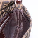 FENDI Zucca Canvas Mamma Baguette Shoulder Bag Brown Silver Auth BA14206SAV-24