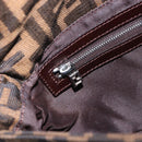 FENDI Zucca Canvas Mamma Baguette Shoulder Bag Brown Silver Auth BA14206SAV-25